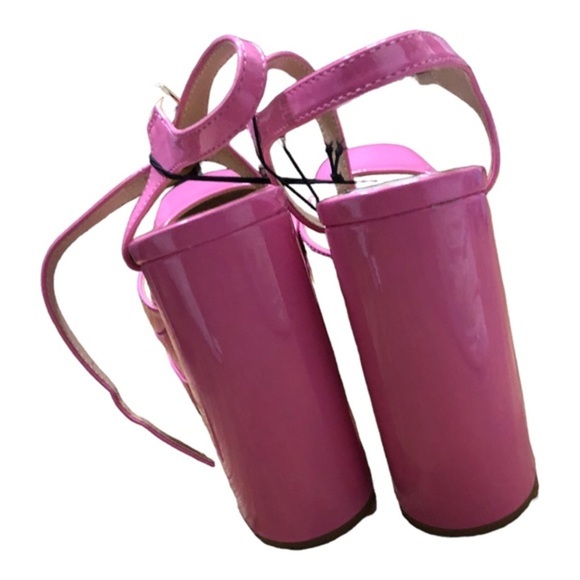 Pink medusa look patent tiered platform mary jane chunky heels size 10 brand new - Picture 6 of 14